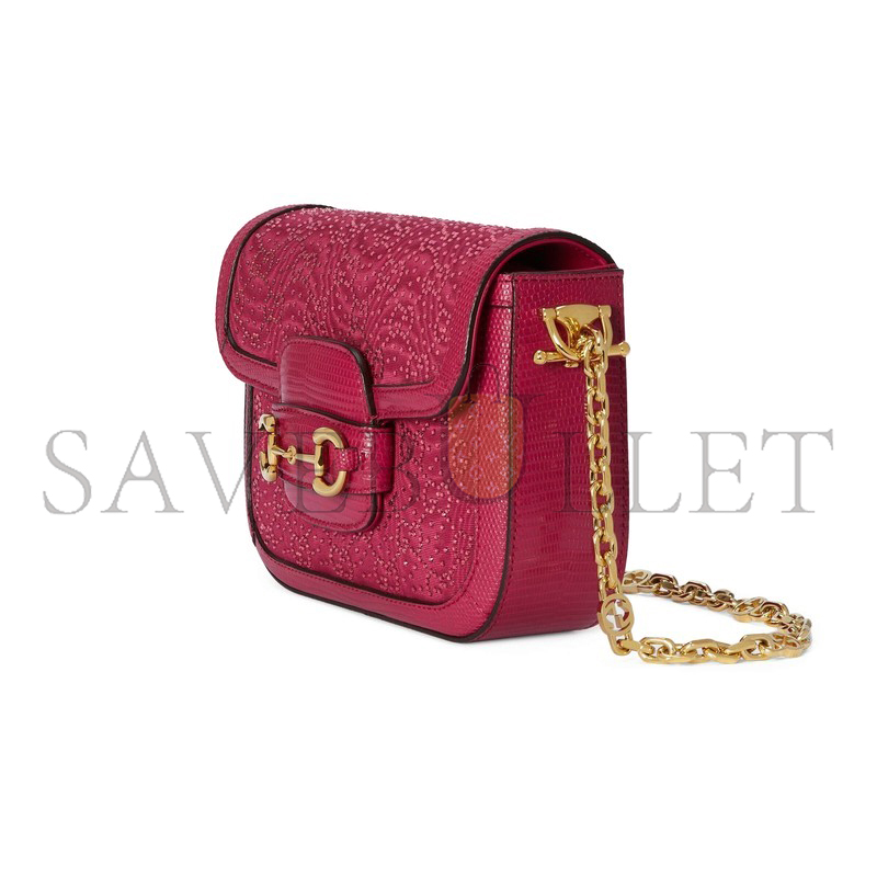 GUCCI HORSEBIT 1955 LIZARD-TEXTURED TRIM 675801 (20*14*5cm)